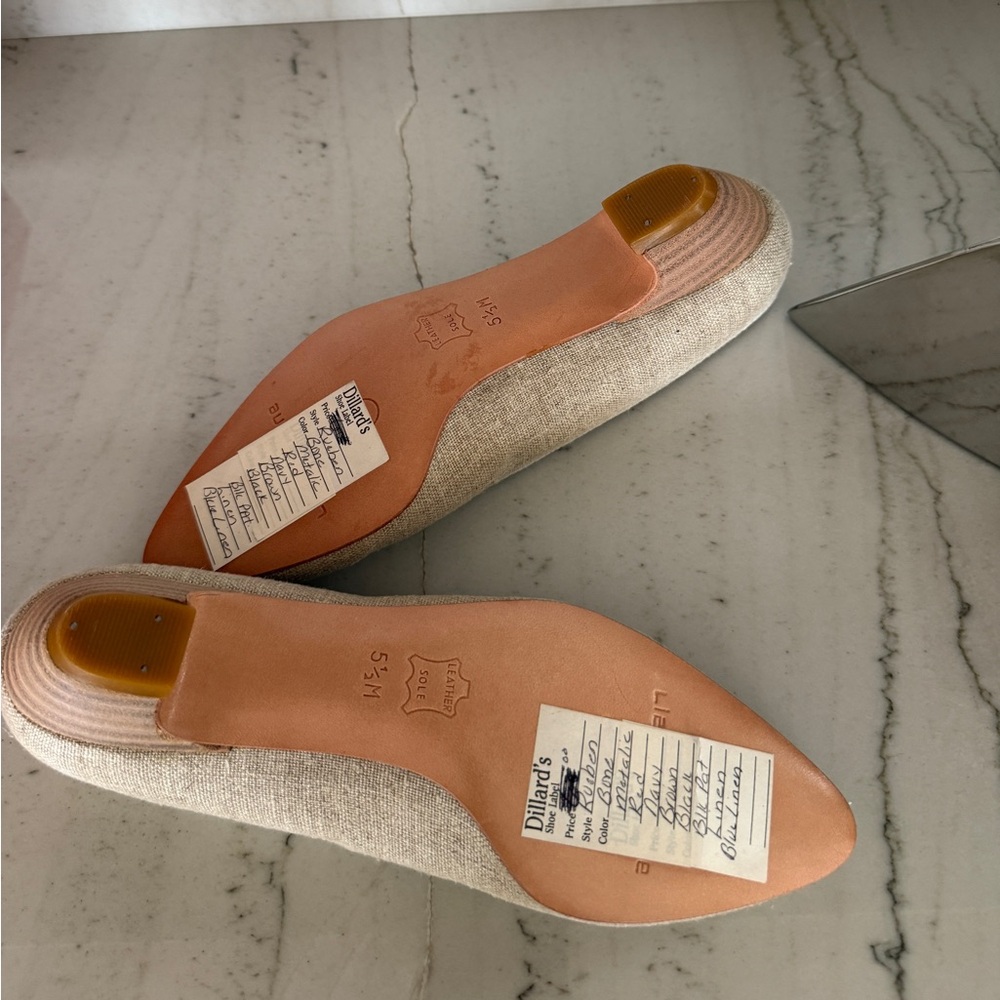 vintage 1994 Liz Claiborne "Rueben" natural flax linen flats-courts NWB - Picture 3 of 7